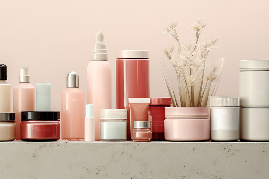 Delicate Pale Pink And Blue Cosmetics Packaging Container For Skincare