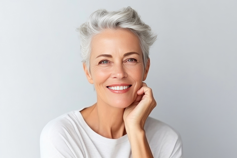 Smiling Woman With Crow'S Feet