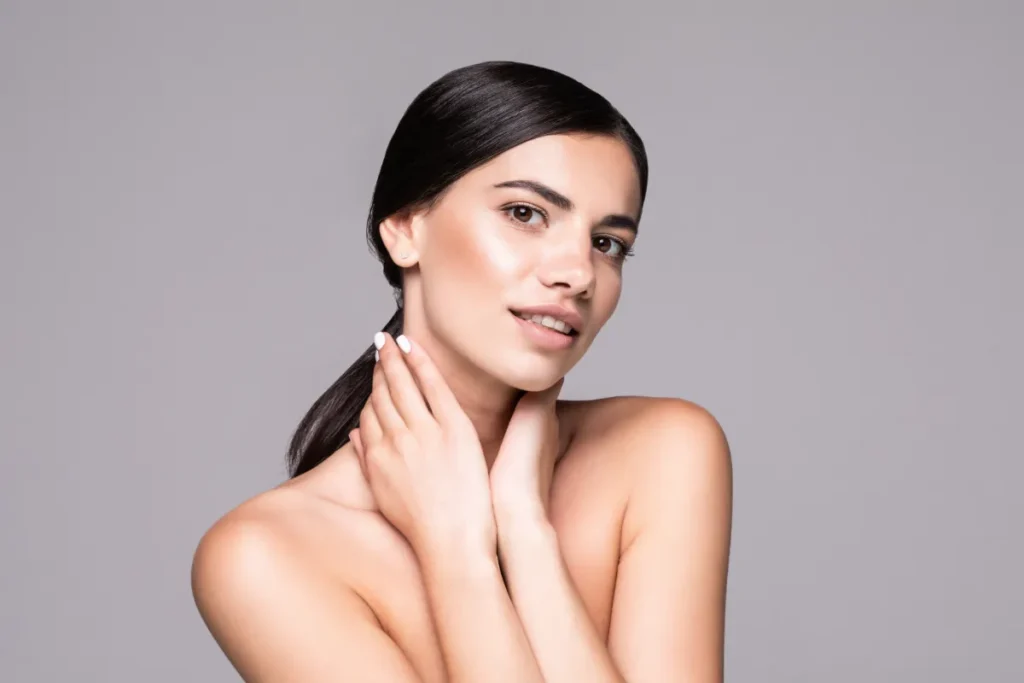 Beauty woman face portrait. Beautiful spa girl with perfect fresh clean skin