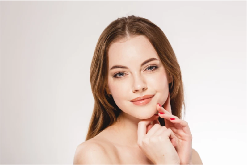 Beauty Woman Face With Healthy Skin Lips Natural Makeup Healthy Fresh Skin And Hair Isolated On White